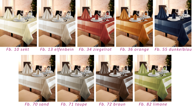 TOCCA Fertig Tischtuch mit Atlasstreifen 4 Kantig & Abgepasst in Restaurant & Hotel Qualität